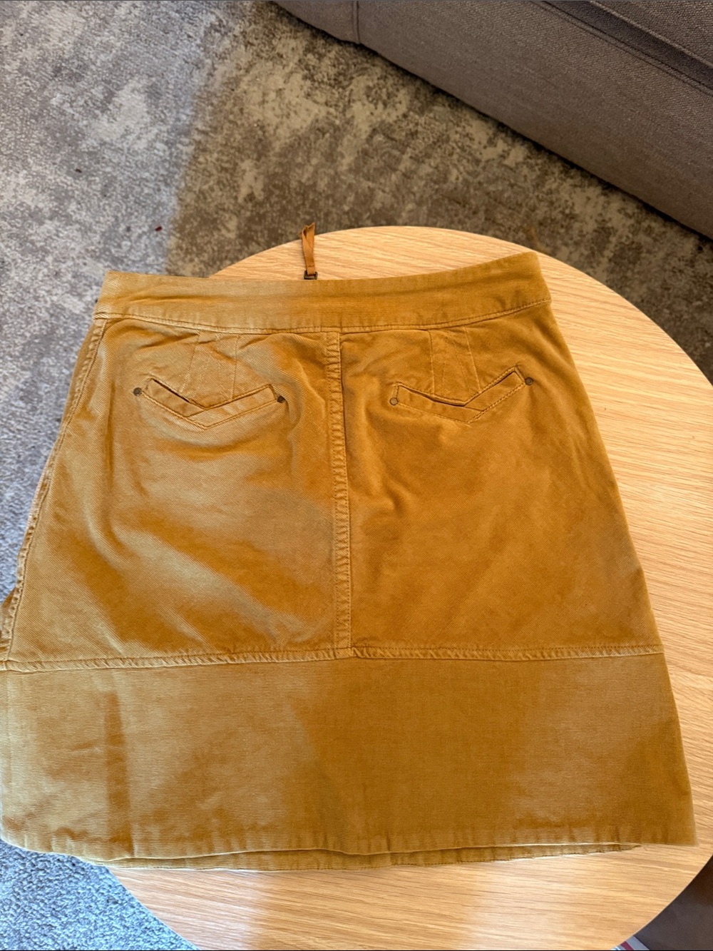 Anthropology Maeve Mustard Corduroy A-Line Skirt with Pocket Detail